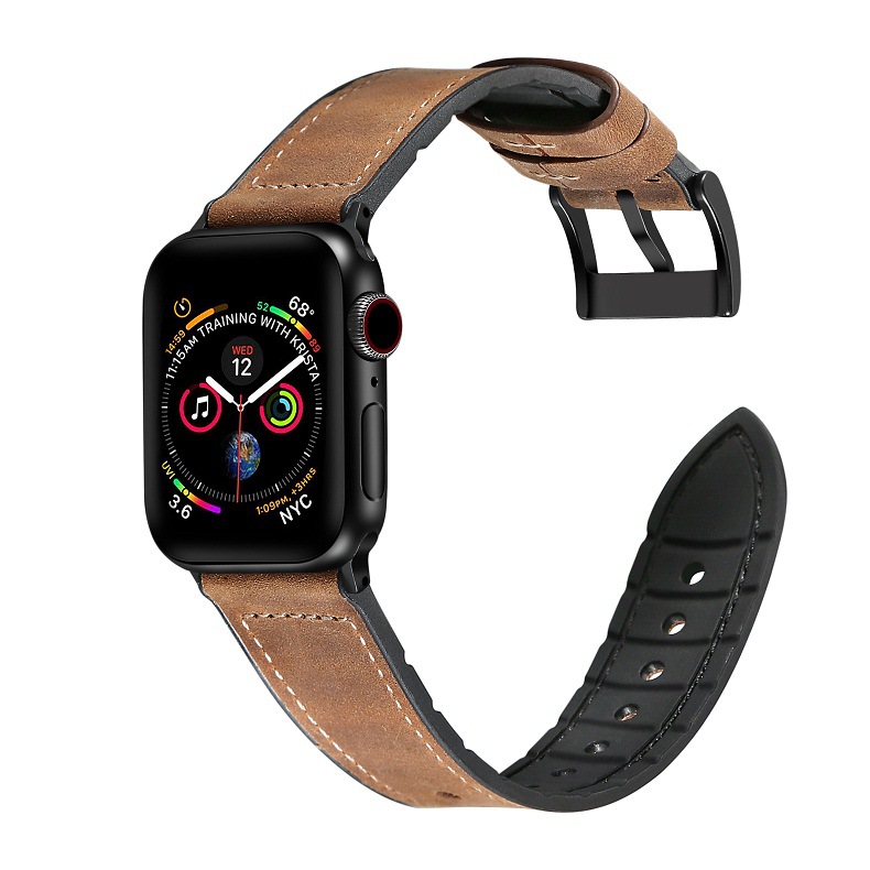 Dây da sáp dầu Vintage thay thế cho Apple watch hộp gỗ cao cấp