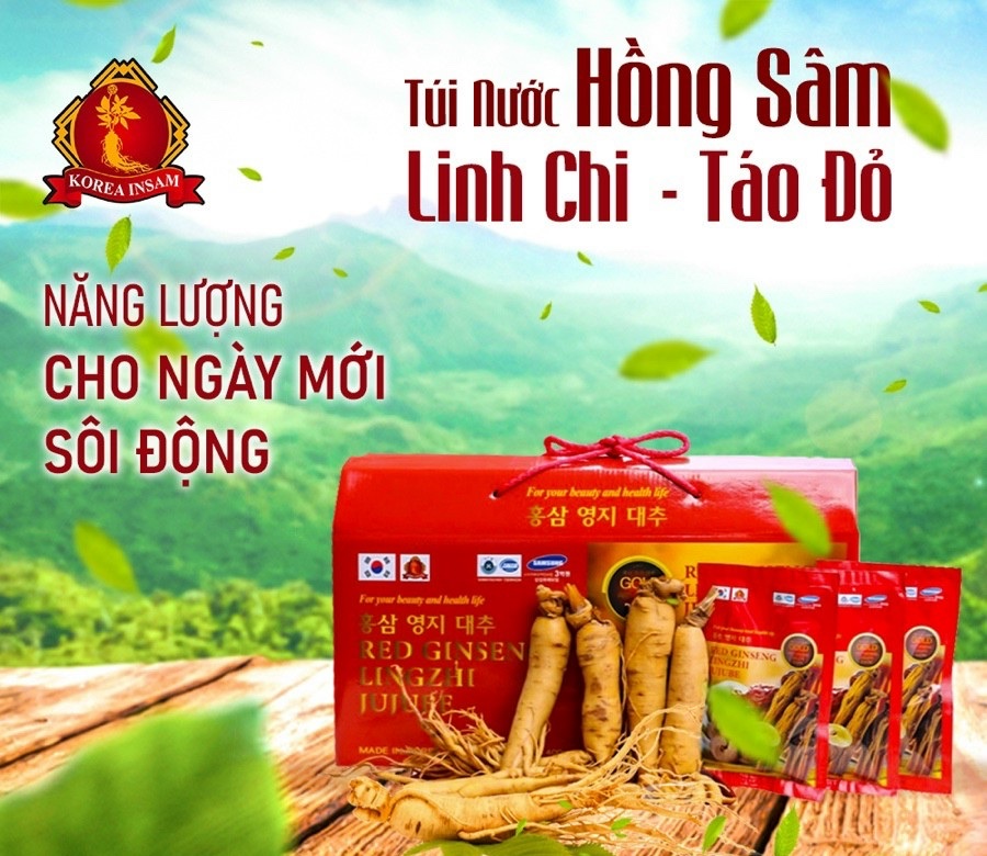 Combo 2 hộp Nước Hồng Sâm Linh Chi Táo Tàu Red Ginseng Lingzhi Jujube Gold Hàn Quốc date 07/2025, tặng kèm 1 hộp kẹo sâm mềm Hàn Quốc 200g