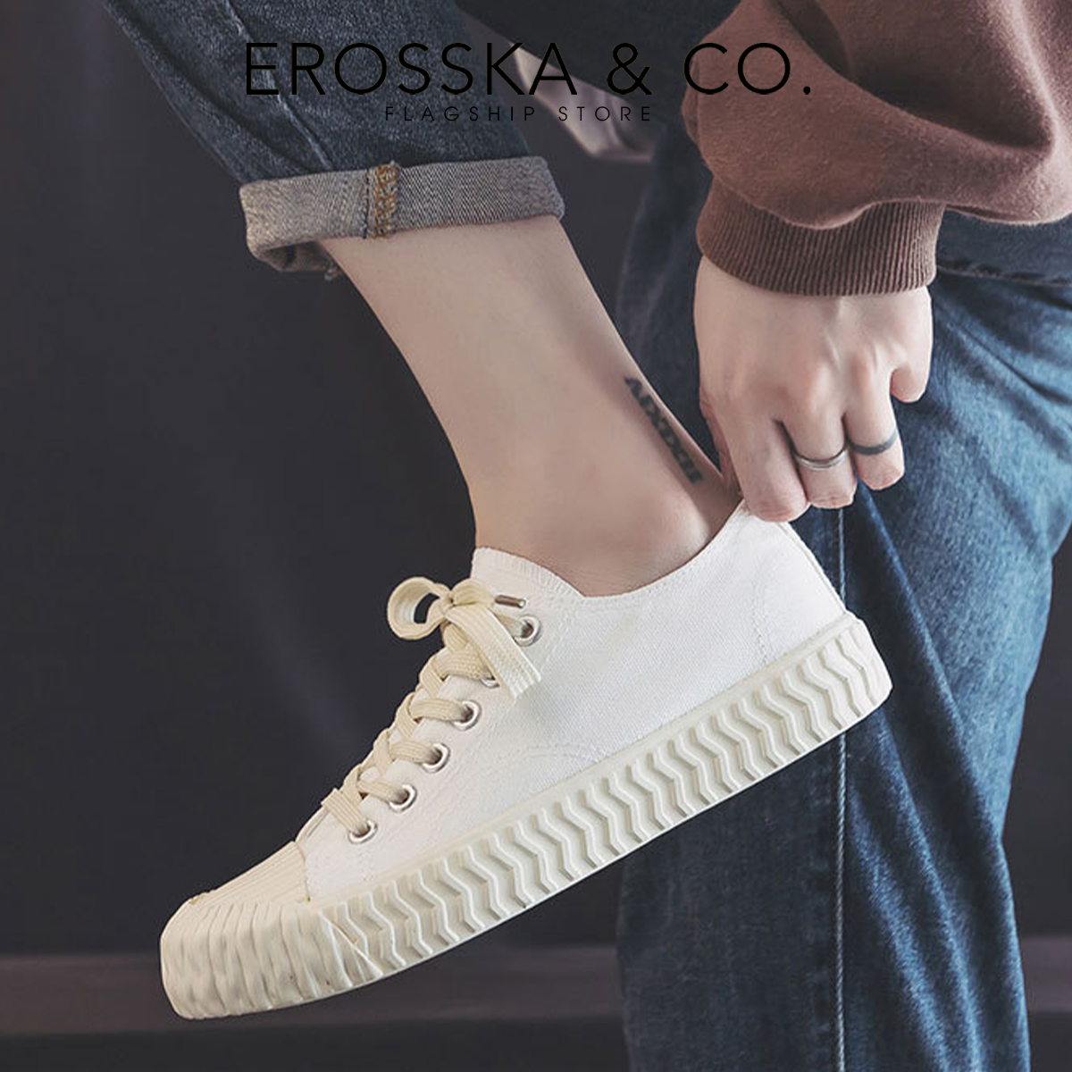 Erosska - Giày sneaker nữ đế bánh mì đi học kiểu dáng basic dễ phối - GS011