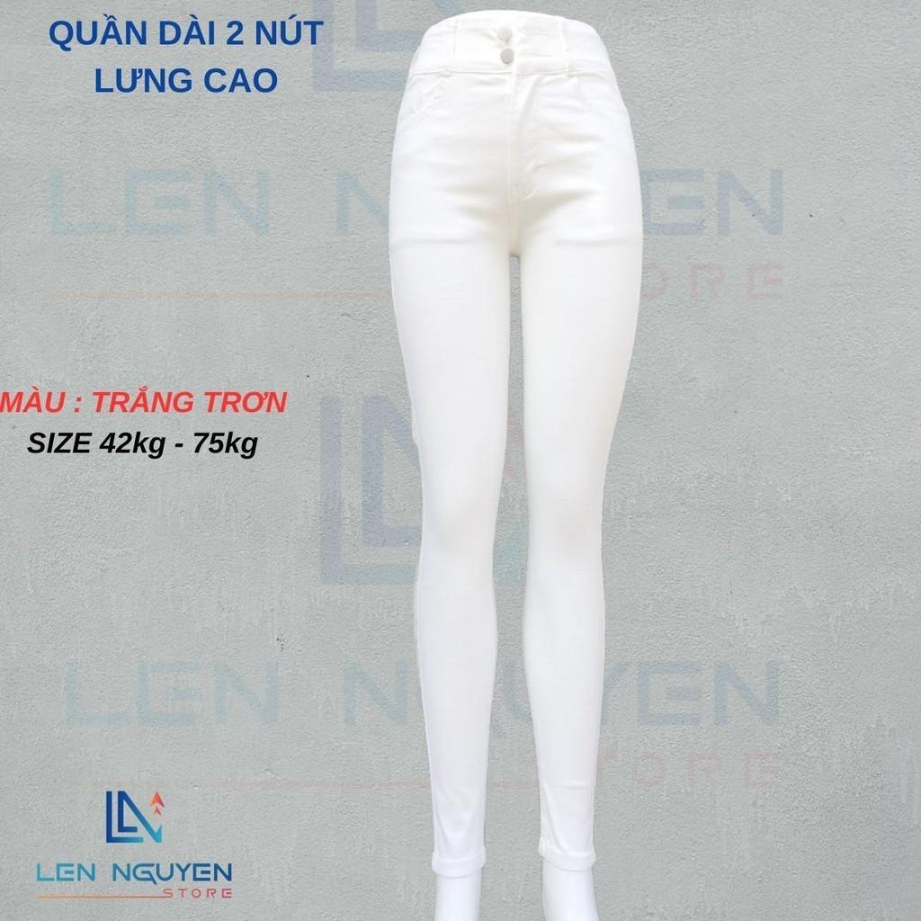 D10_Quần jean nữ, dài, lưng cao, quần bò nữ dáng ôm, quần rin nữ có big size, cho 42kg đến 75kg,LEN NGUYEN STORE - Trắng Rách