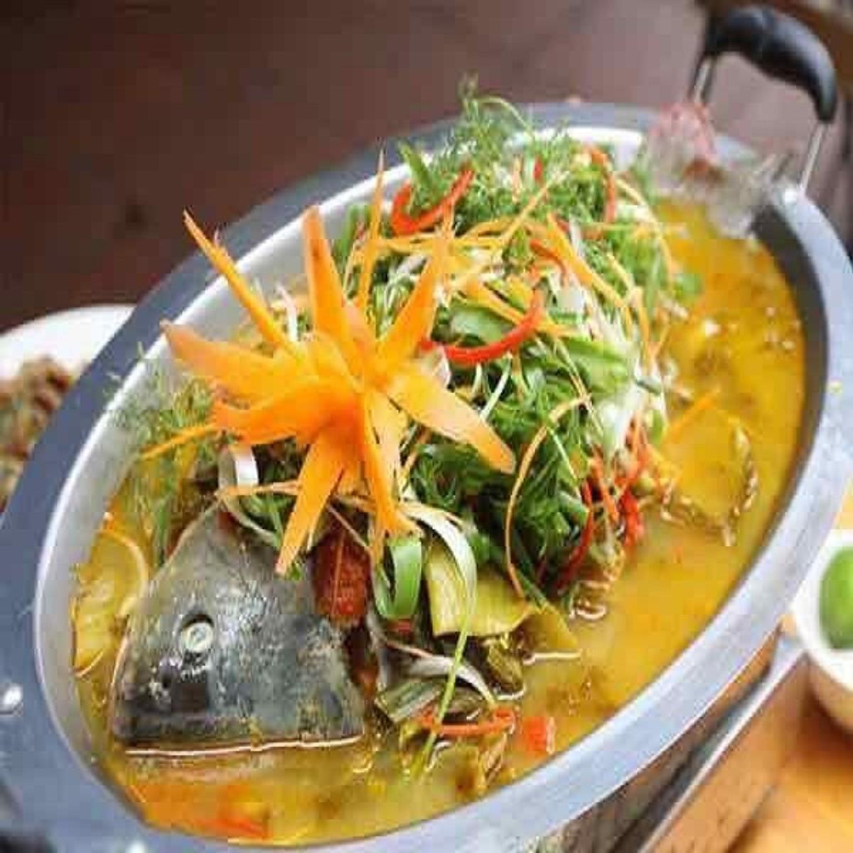 Khay lẩu cá chép om dưa dùng được tất cả các loại bếp nhiệt bếp từ, bếp ga , điện