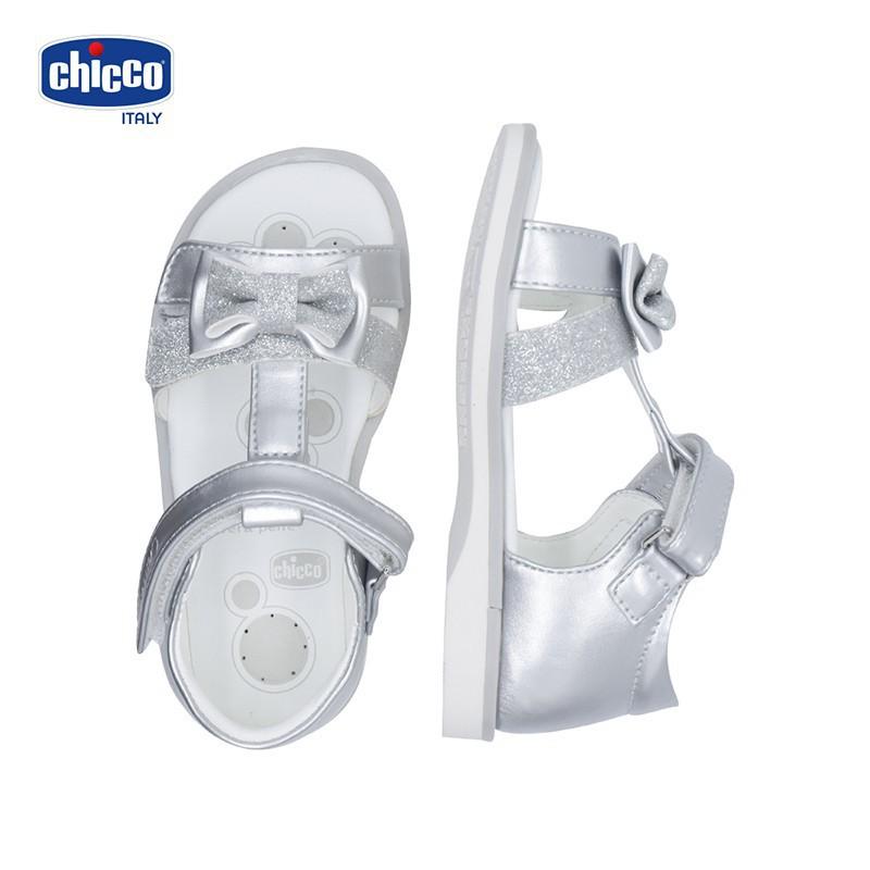 Sandal mát-xa chân bé đính nơ Chicco - Bạc Silver