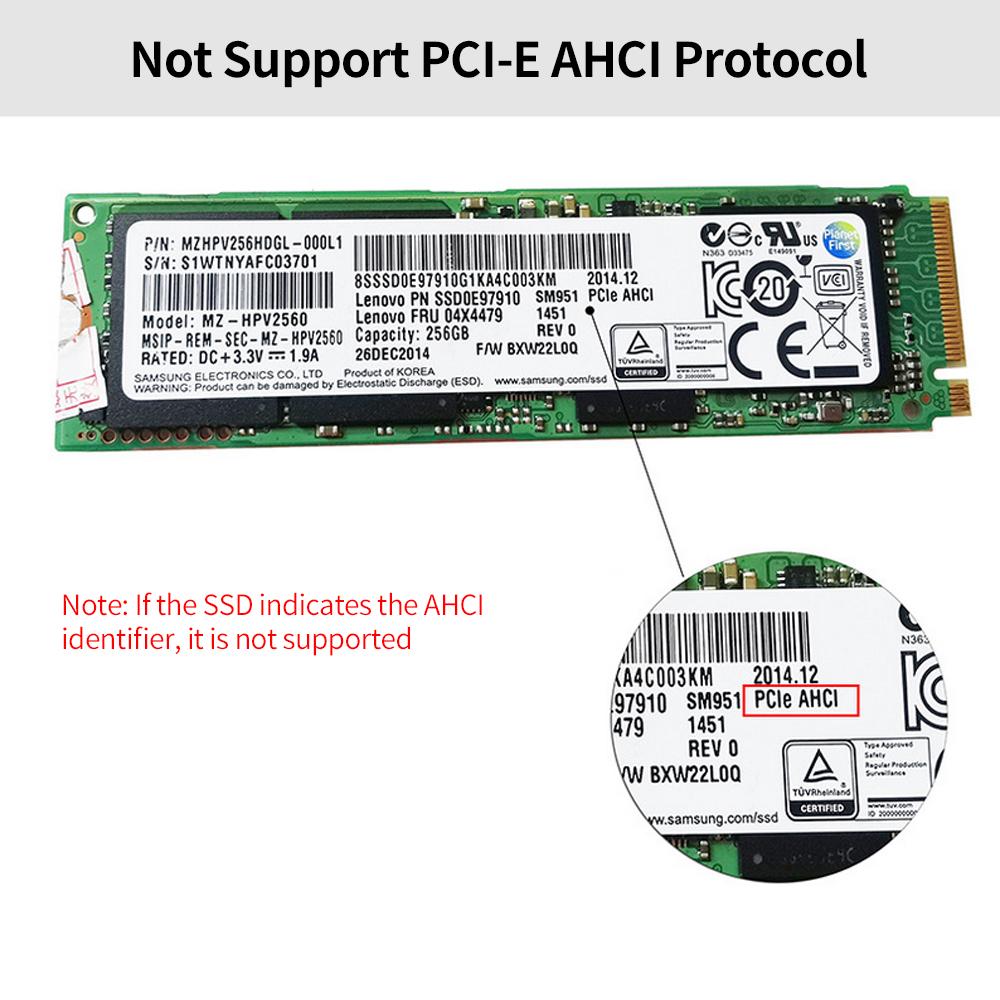 Vỏ bọc ổ cứng M.2 SSD to USB3.1 Type-A, hỗ trợ Giao thức SATA / NVME Không hỗ trợ Giao thức PCI-E AHCI - Bạc