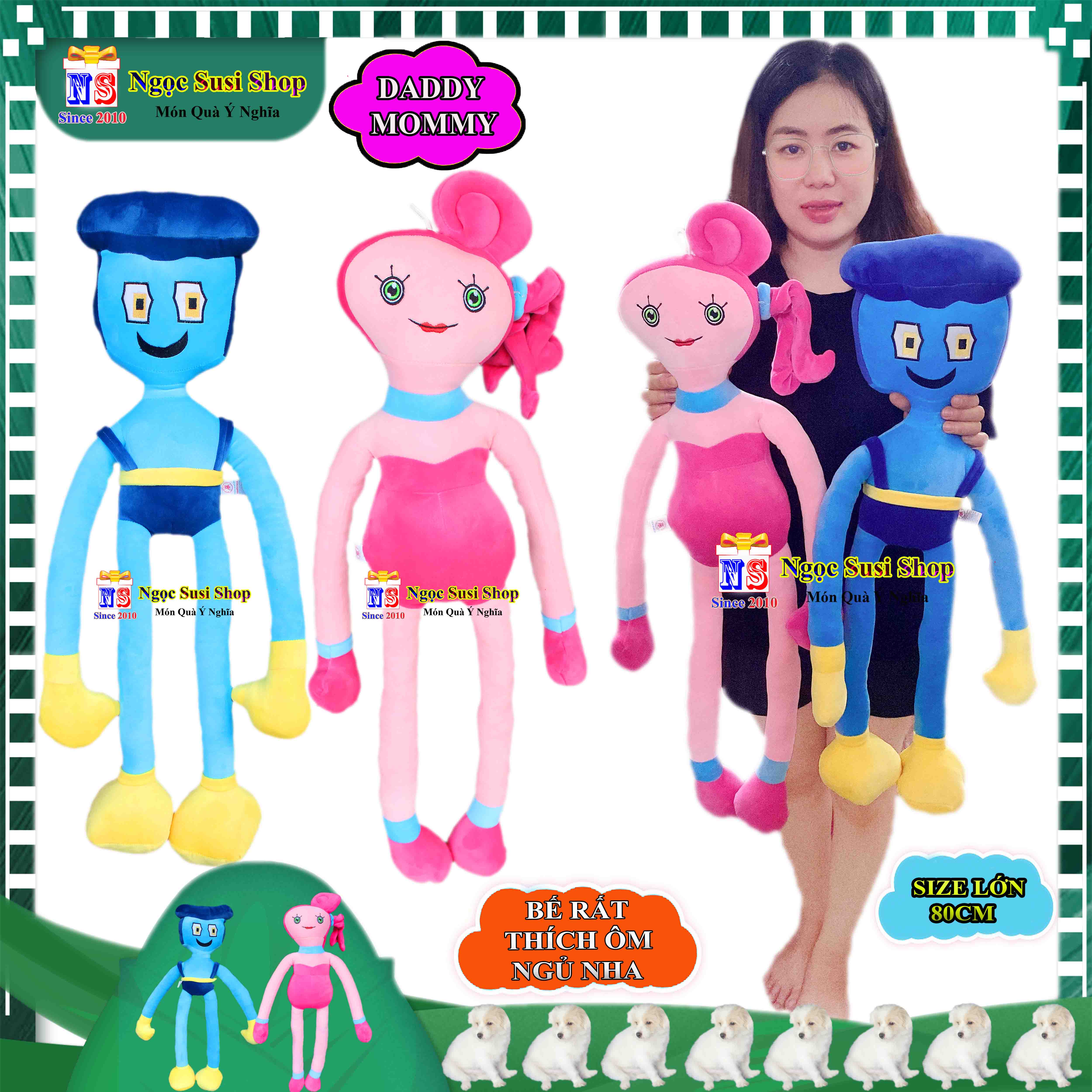 GỐI ÔM THÚ BÔNG MOMMY LONG LEGS DADDY LONG LEGS HUGGY POPPY SIÊU ĐÁNG YÊU CHO BÉ ÔM NGỦ - THÚ BÔNG MOMMY DADDY