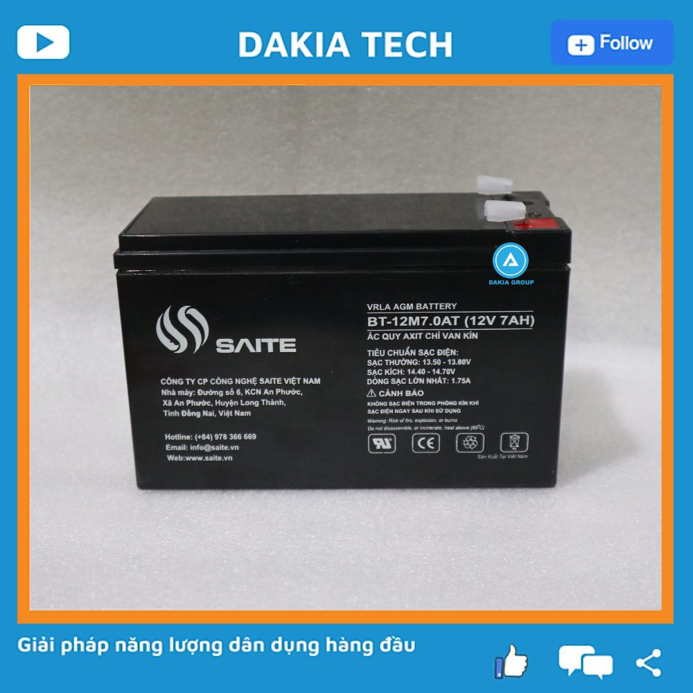 Ắc quy Saite 12V 7Ah Model BT-12M7.0AT