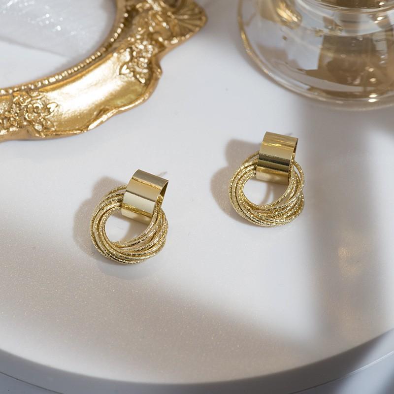 Bông tai khuyên tai nữ vòng mạ vàng thiết kế basic thanh lịch phụ kiện trang sức YUNRI ACCESSORIES