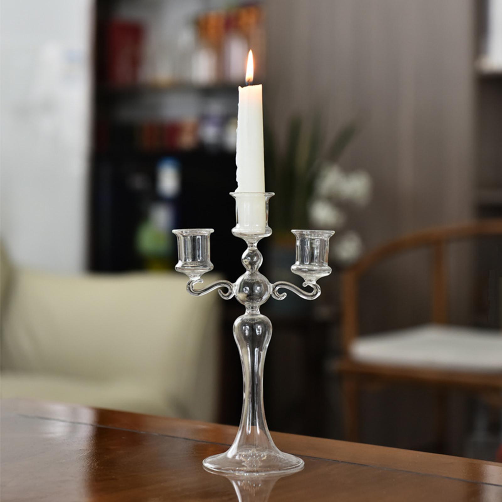 Glass Candle Holder Glass Candlestick for Mantel Dining Room Spring Festival