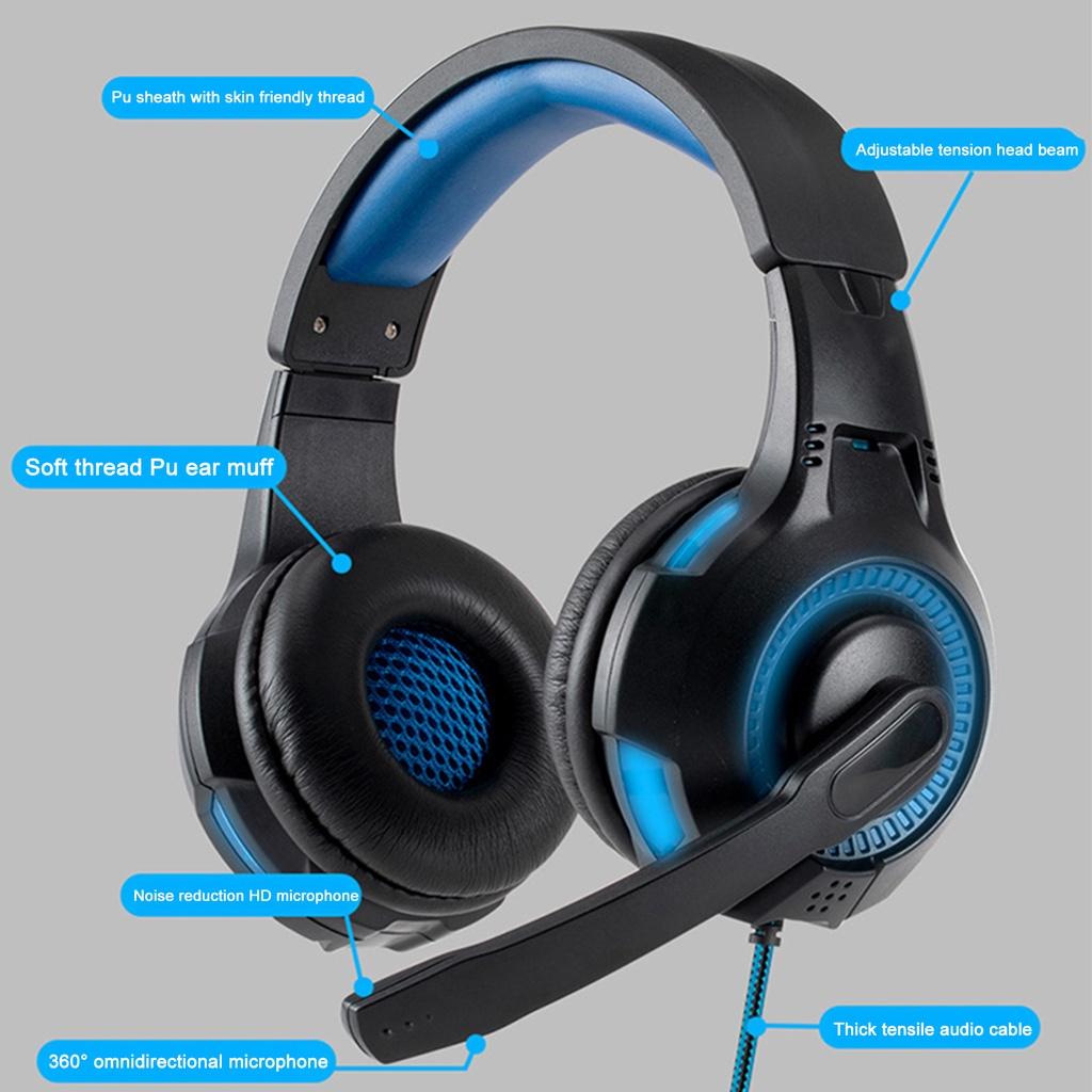 【ky】Light Wired Retractable Game Headphone Stereo Bass Headset with Mic for PS4