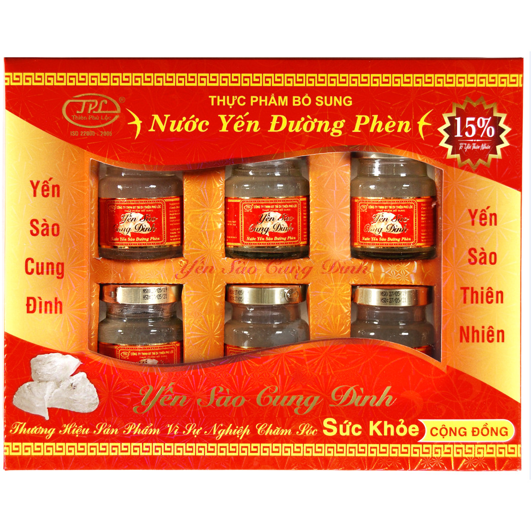 Hộp nước yến sào đường  phèn( Tổ yến 15%)- Yến  sào Cung Đình