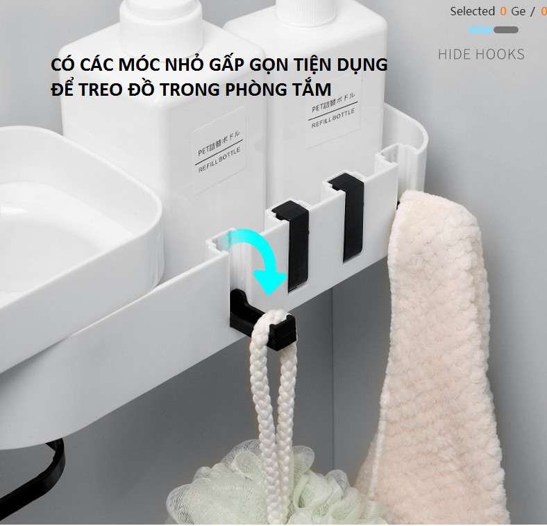 Kệ để đồ nhà tắm xoay 180 2 tầng sang trọng siêu chắc chắn, tiện dụng GD236-KNTXoay 