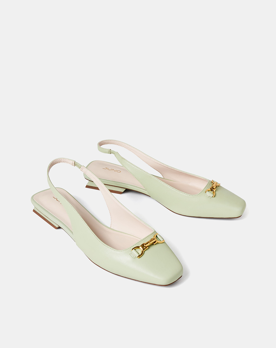 Giày Búp Bê Nữ 3cm Thời Trang JUNO Slingback Khoá Trang Trí Juno BB03121