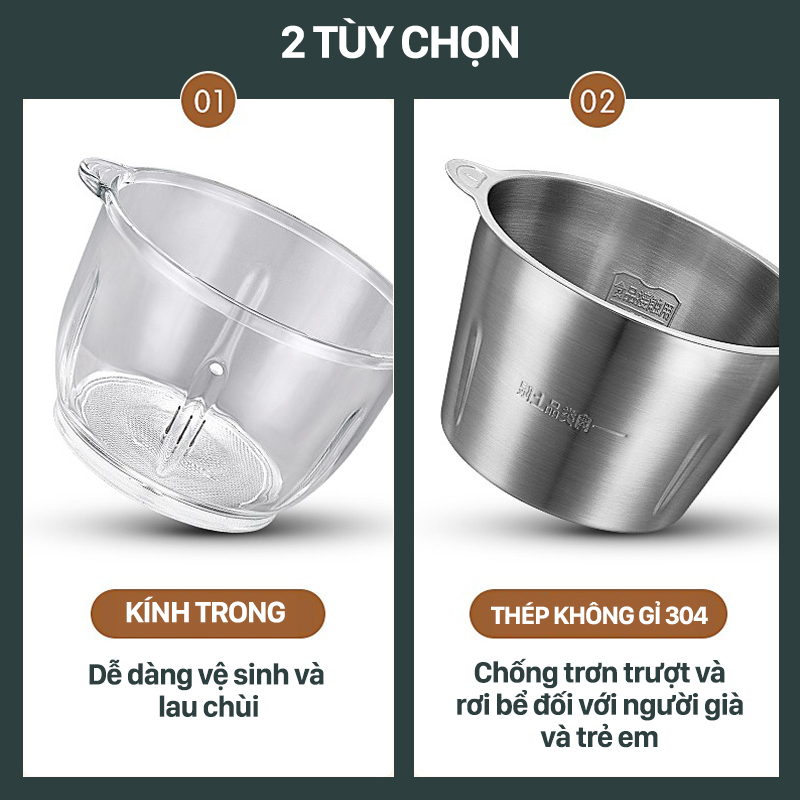 Máy xay thực phẩm đa năng Nonostyle - Dung tích lớn 3 lít, công suất 300W, cối thuỷ tinh cường lực - Hàng chính hãng
