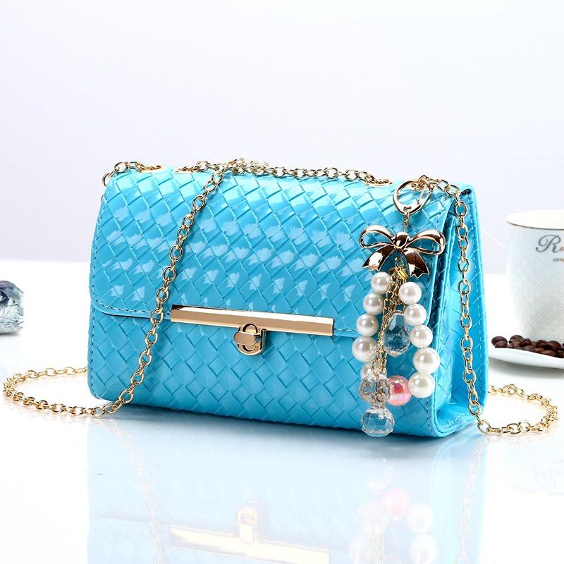 Túi đeo chéo nữ caro khóa gài thời trang HT9 màu xanh