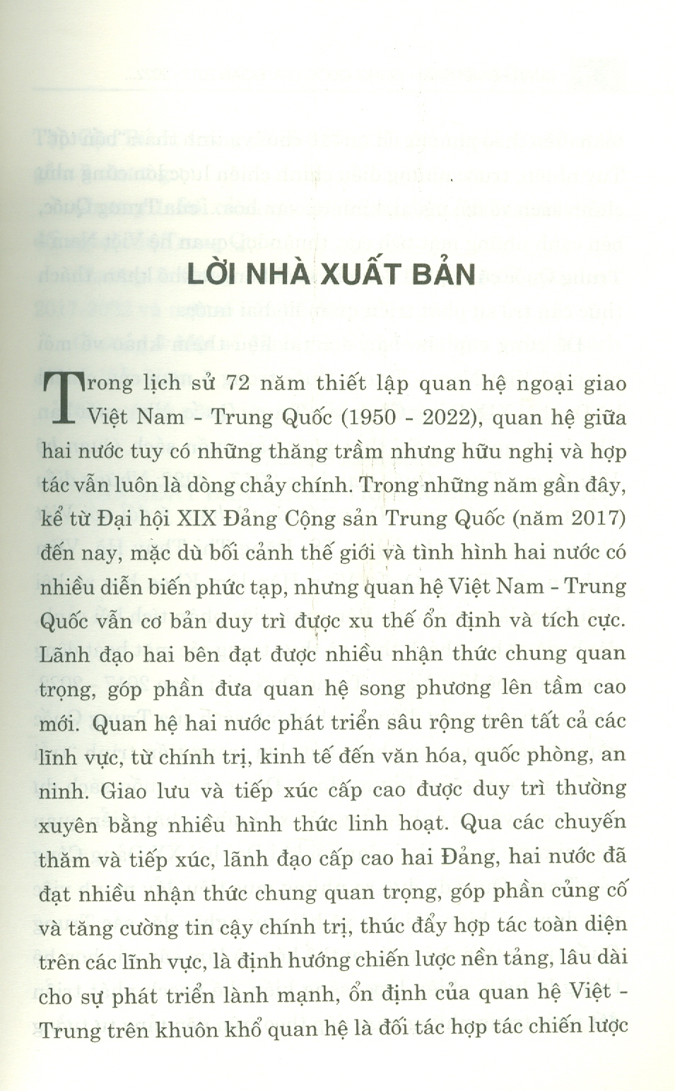 Quan hệ Việt Nam - Trung Quốc giai đoạn 2017 -2022 : Những điều chỉnh chính sách của Trung Quốc và hàm ý đối với Việt Nam