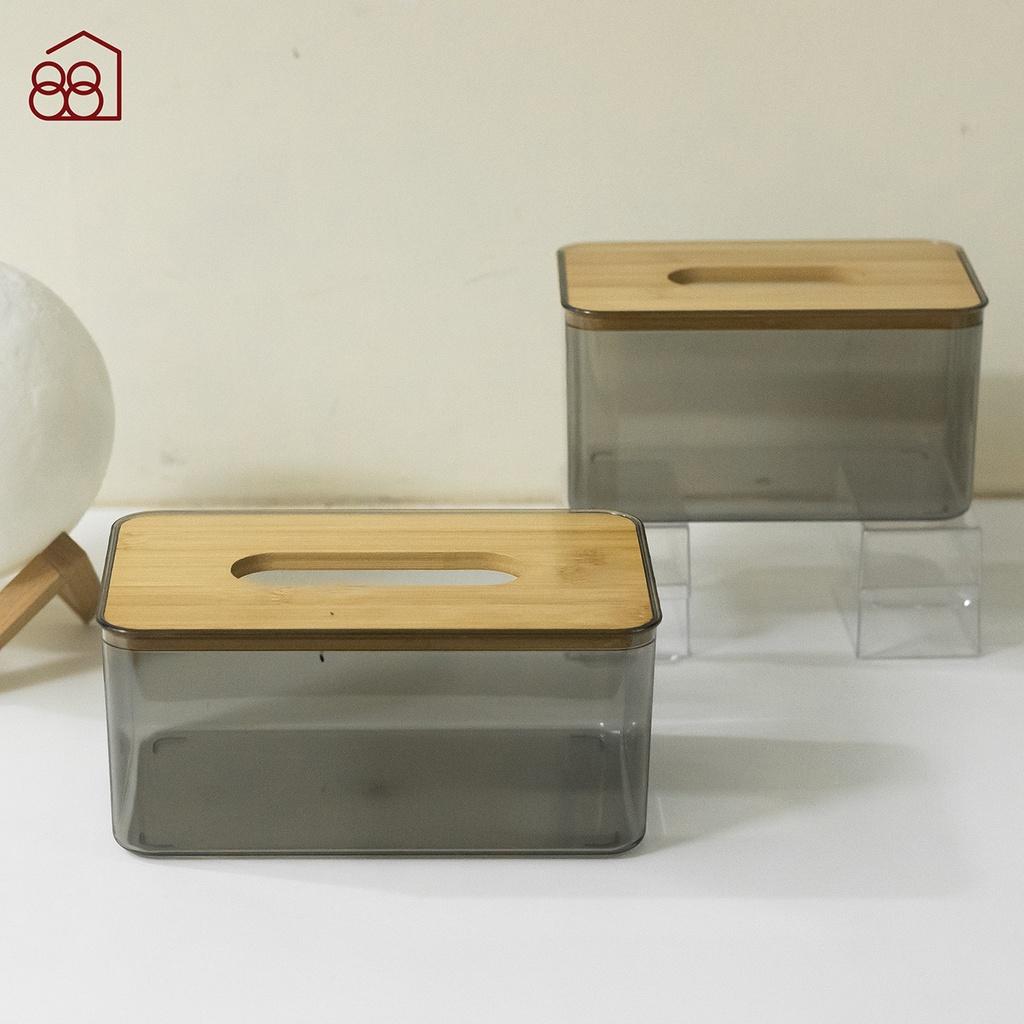 Hộp Đựng Giấy Ăn Trong Suốt Nắp Gỗ Sang Trọng Cứng Cáp