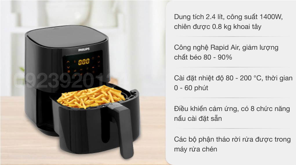 Nồi chiên chân không 2.4 lít Philips HD9252 - Hàng chính hãng