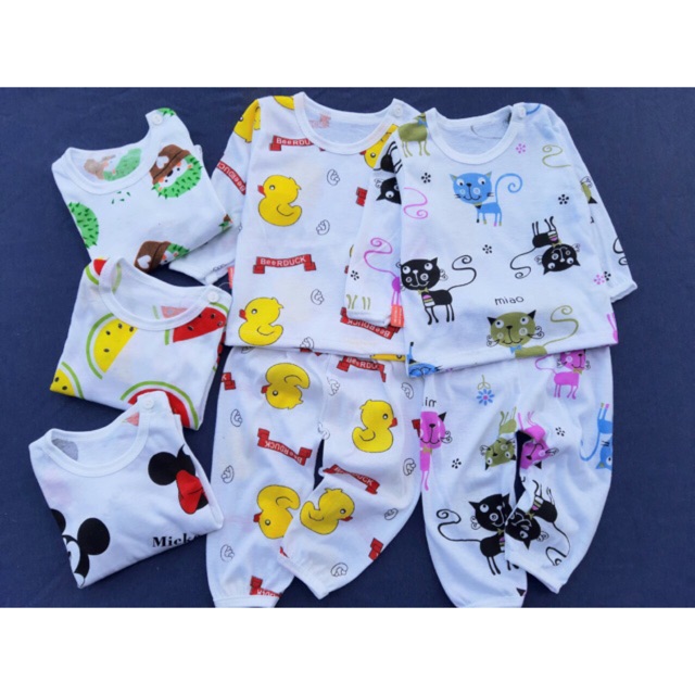 Combo 3 Bộ cotton giấy dài tay chui đầu cho bé