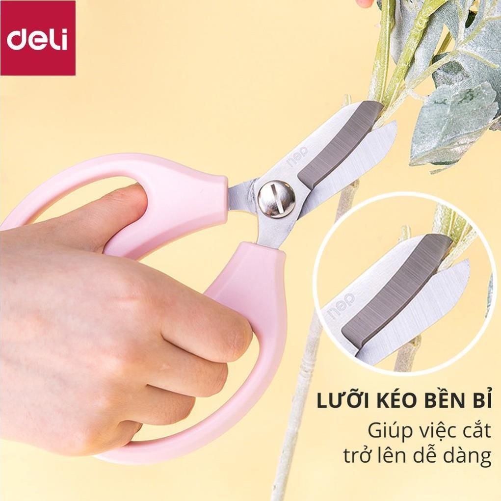 Kéo làm vườn cắt tỉa cành hoa Deli - cắt tỉa cành cây - hai màu Hồng và Xanh lam - 77751