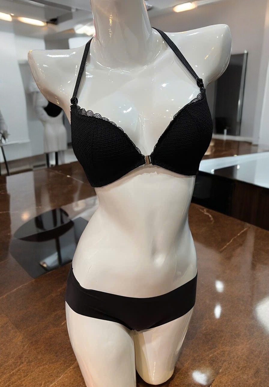 Bộ đồ lót ren cài trước mút mỏng lưng chữ T quần lót viền ren nguyên mông