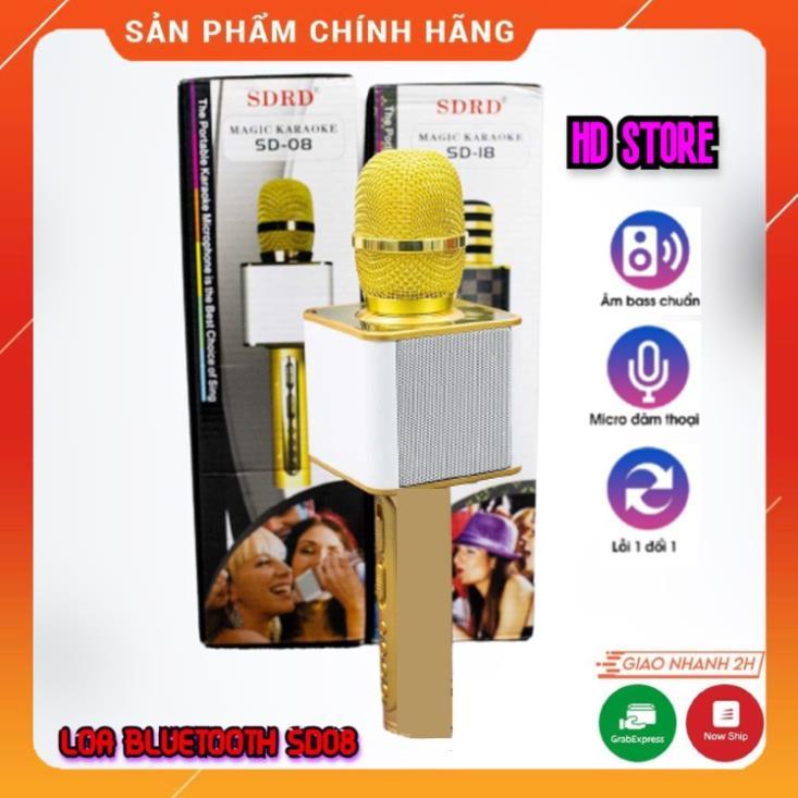 Micro Hát Karaoke Míc Hát Karaoke SD08 Âm Thanh Chuẩn Kèm Loa Kết Nối Không Dây Âm Thanh Tuyệt Đỉnh Hỗ Trợ Thu Âm