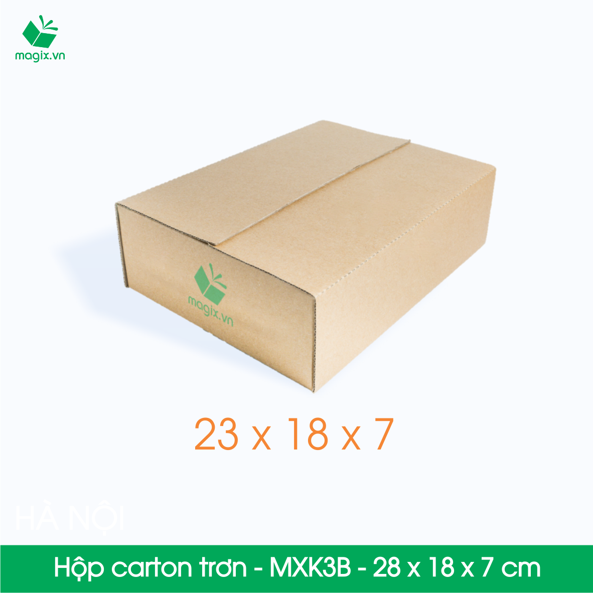 MXK3B - 23x18x7 cm - 25 Thùng hộp carton trơn đóng hàng