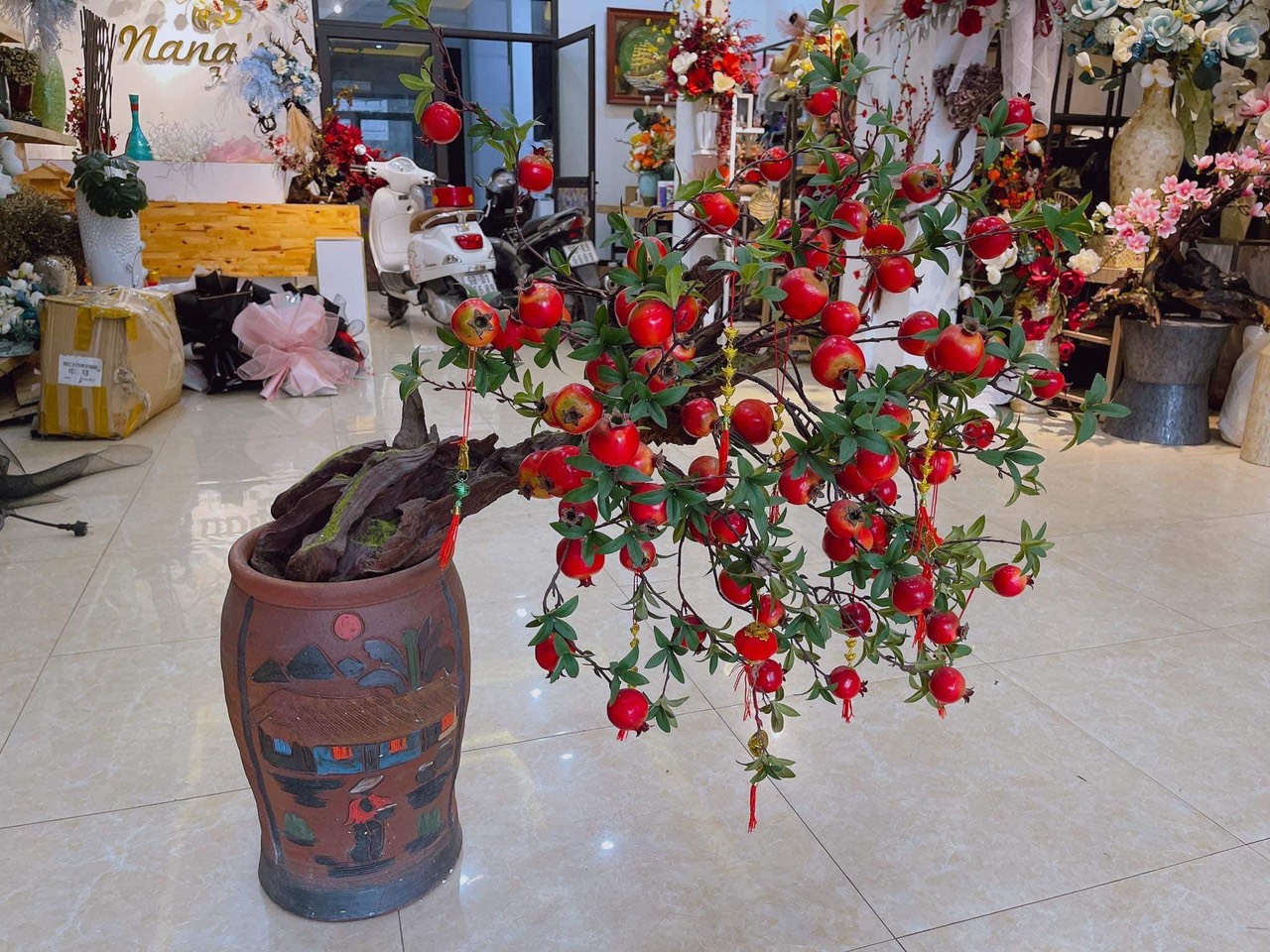 HOA GIẢ - CÀNH LỰU TÀI LỘC - TRANG TRÍ NHÀ CỬA - Ý NGĨA PHONG THỦY