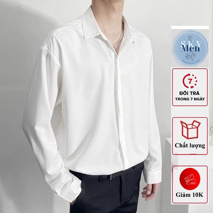 Áo Sơ mi tay dài dấu nút áo nam nữ form rộng Unisex Hàn Quốc chất vải Cotton Lụa rất đẹp mịn mát co giãn nhẹ - SKM001