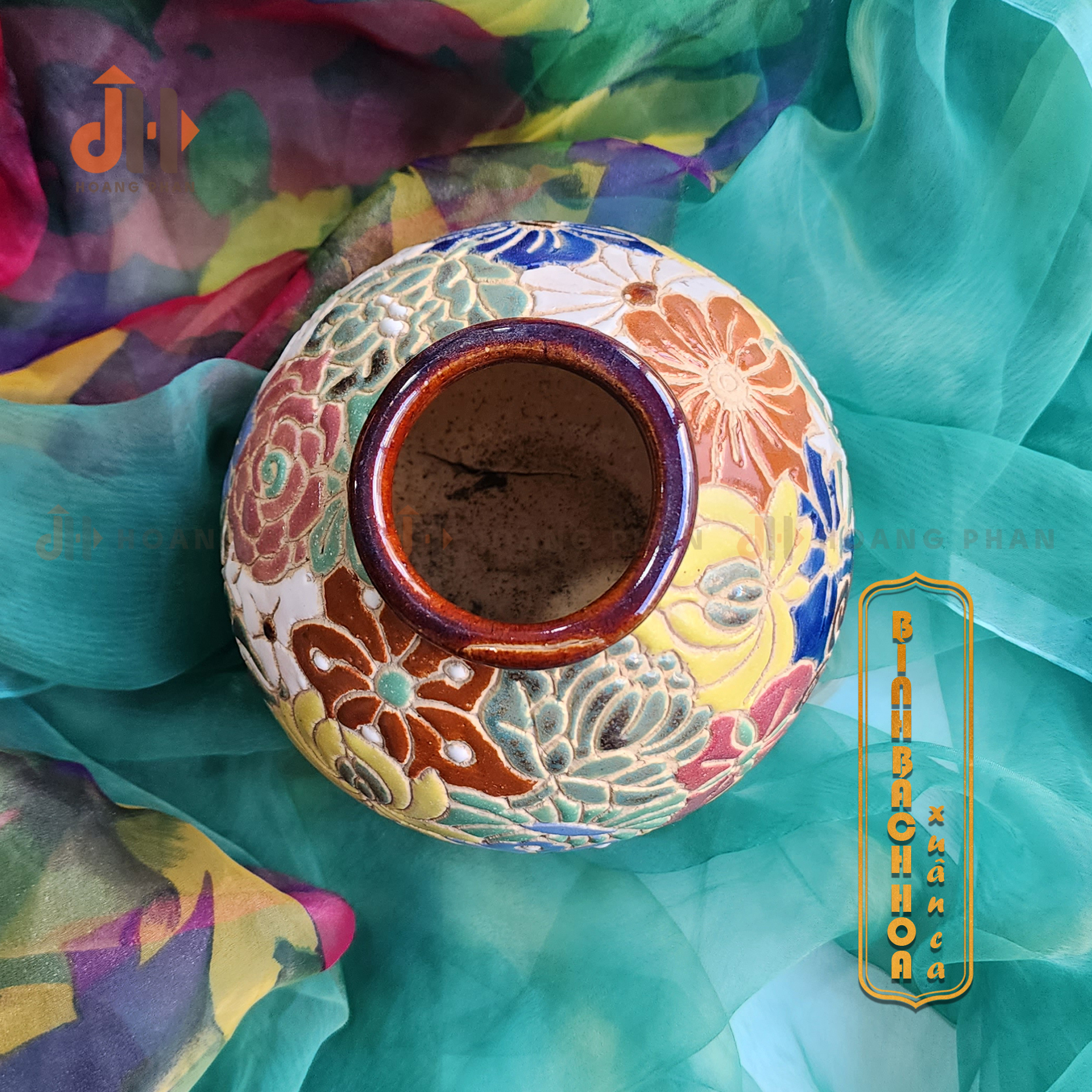 Bình hoa gốm Bách Hoa Xuân Ca