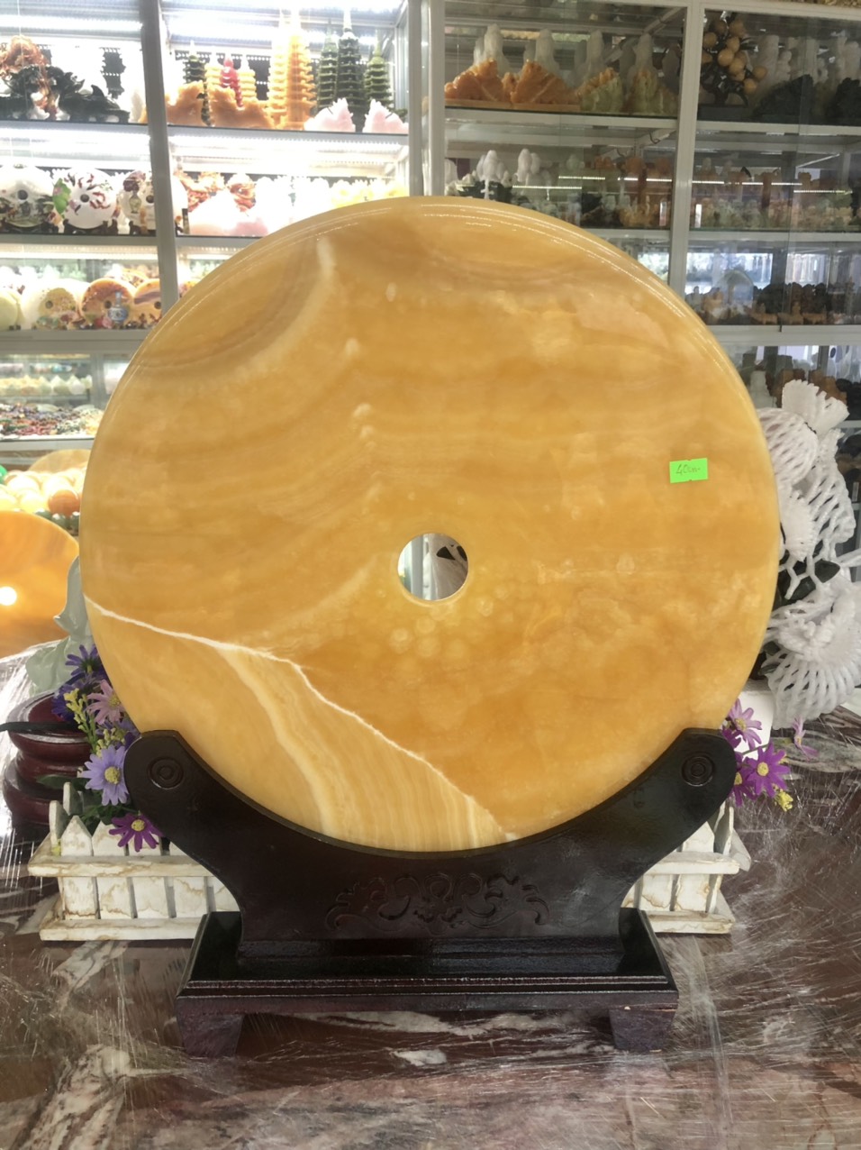 Đồng điếu, đồng tiền phong thủy đá ngọc hoàng long - Đường kính 40 cm