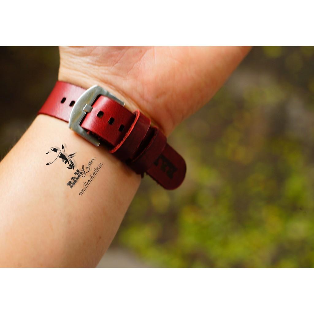 DÂY ĐỒNG HỒ DA BÒ ĐƠN ĐỎ ĐÔ - RAM SIMPLE 4 BURGUNDY .
