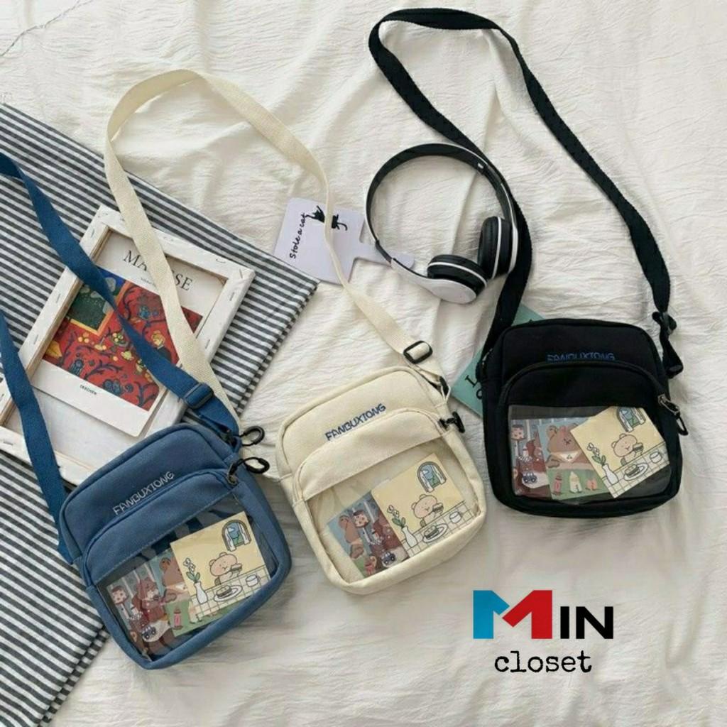 Túi Vải Canvas Đeo Chéo Phong Cách Hàn Quốc Xinh Xắn Dành Cho Nữ