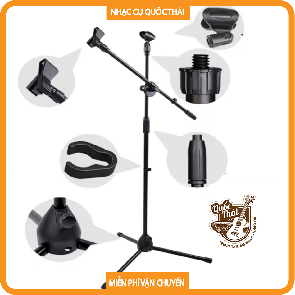 Chân micro cao Pro microphone stands cao cấp gắn được 2 mic