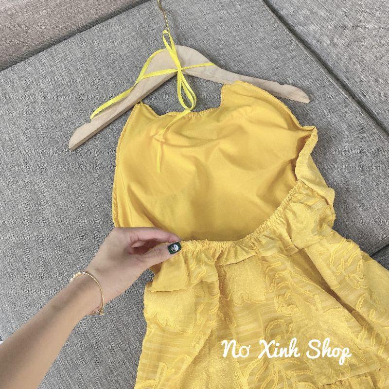 Váy Maxi Yếm Ren Hoa Nổi Cao Cấp