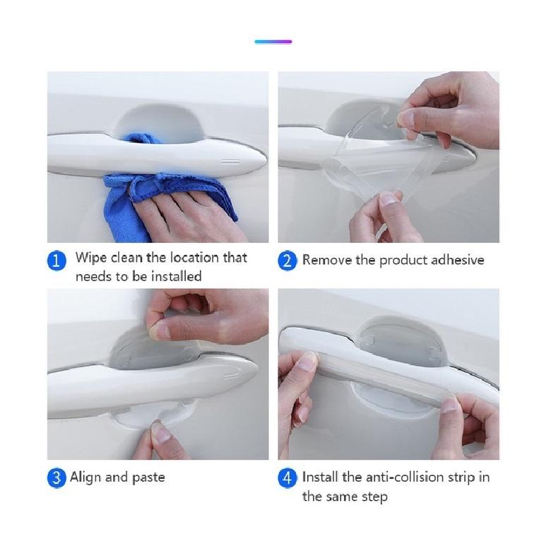 4 Miếng Silicone Dán Chống Xước Hõm Tay Nắm Cửa ôtô, Bảo Vệ Hõm Cửa Tránh Chầy Xước, Tiện Dụng, Dễ Dán. Kingler 9000