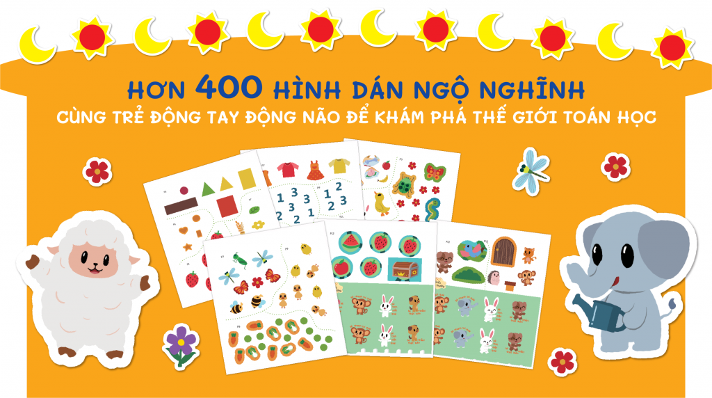 Sách Bóc Dán Bé Vui Học Toán- Sticker vui nhộn cho bé chăm chỉ học toán, sách dành cho mẹ và bé từ 3-12 tuổi- NXB Lao Động