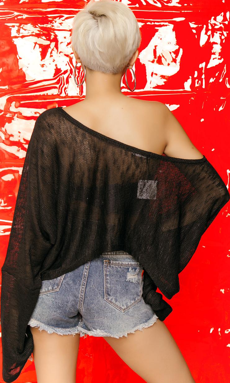 Áo Nữ Len Tay Dài Lệch Vai Tà Chéo Sexycut 110093