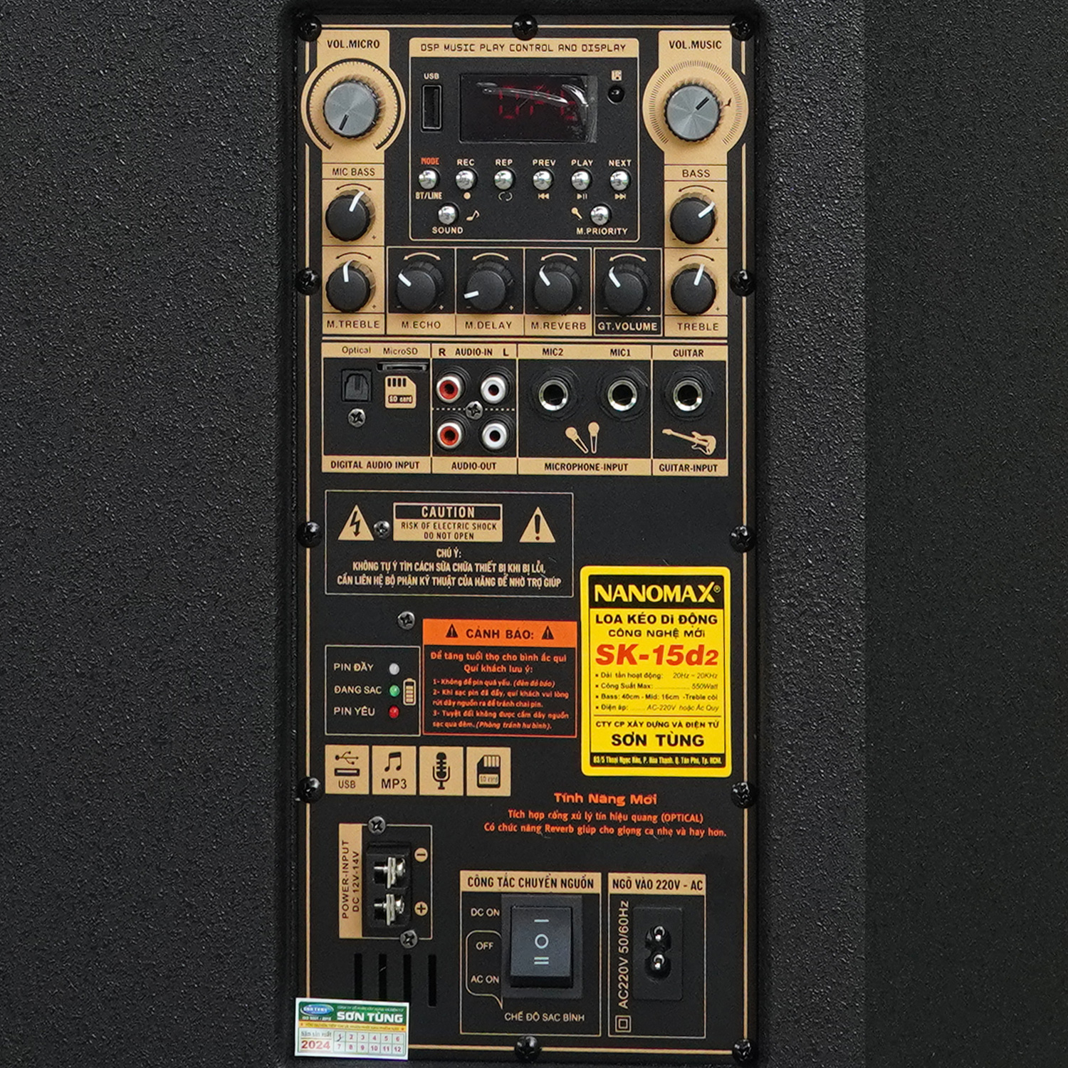 Loa Kéo Nanomax SK-15D2 Xám Bass 40cm Công Suất 550w Karaoke Bluetooth Hàng Chính Hãng