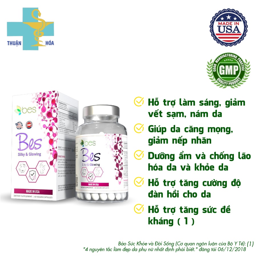 [Made In USA] Thực phẩm bảo vệ sức khỏe BES - Làm trắng da - Giảm vết nhăn - Phòng ngừa lão hóa