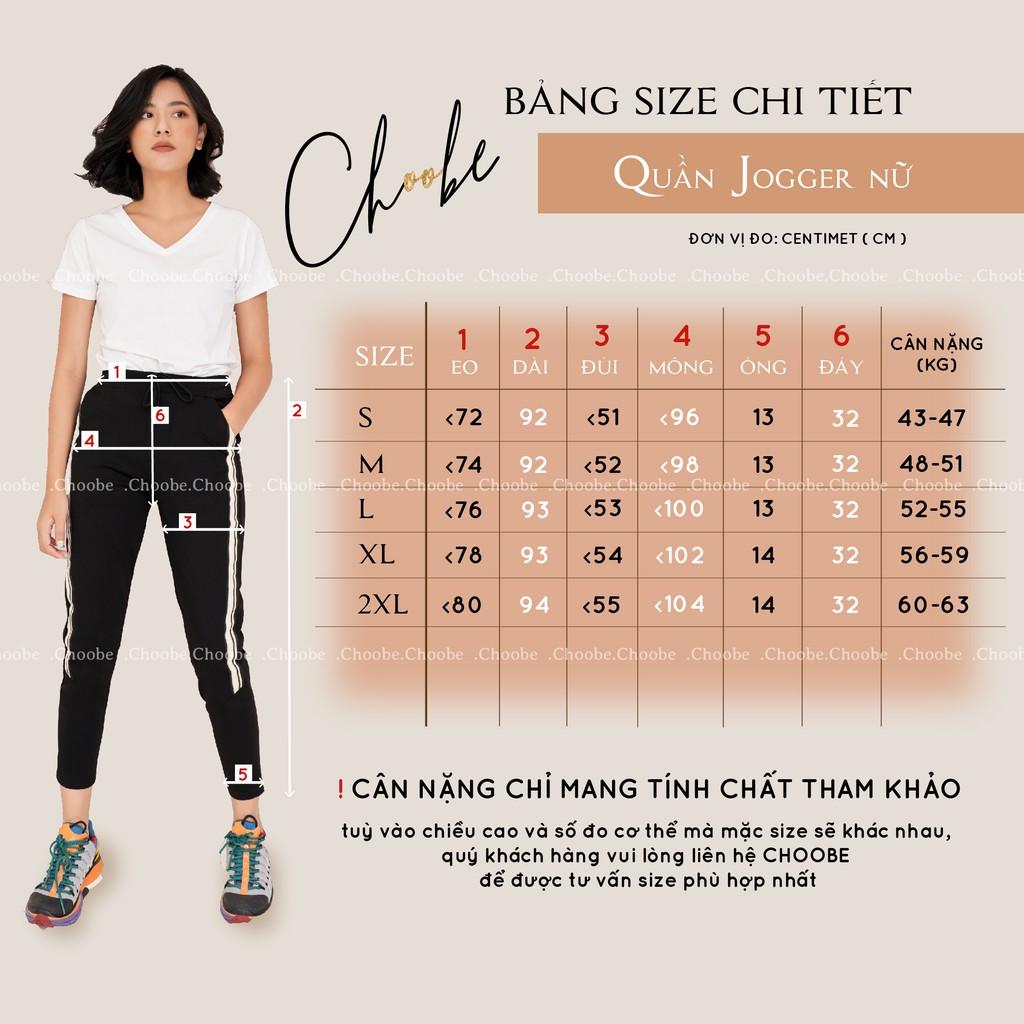 Quần jogger nữ Choobe dáng dài cạp chun dây buộc, kiểu sọc to 2 bên - Q17