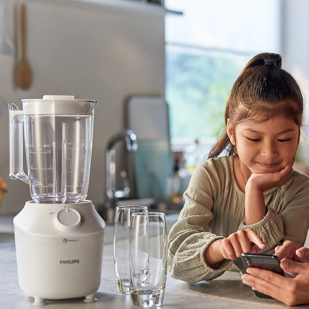 Máy xay sinh tố 2 cối Philips HR2041/10 công suất 450W, xuất xứ Indonesia - Hàng chính hãng