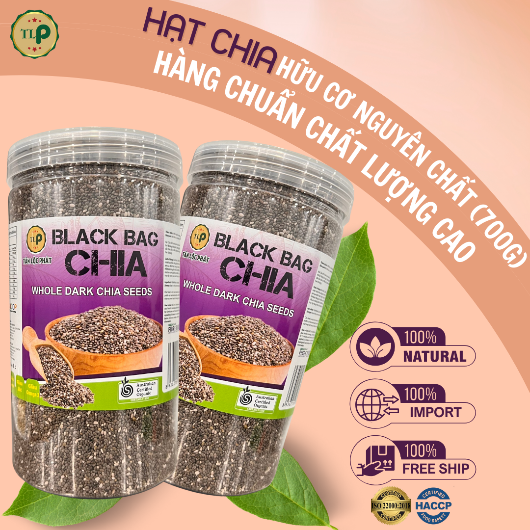 Hạt Chia Úc TLP.100% Organic Ăn Kiêng Giảm Cân Hạt Chuẩn Sạch Đều Đẹp (700g - gồm 2 Hũ 350g)