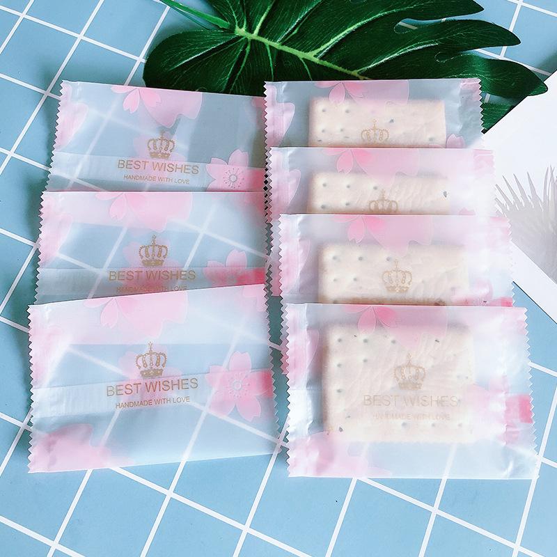 Túi đựng bánh kẹo, Hoa Đào Vương Miện Best WISHES, hàn nhiệt, 100c/1sp - VUA BAO BI