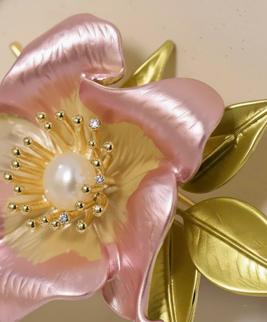 Trâm Cài Áo Vest, Áo Dài Hoa Đính Ngọc Trai Baroque Hồng thời trang thiết kế Hity ACC437