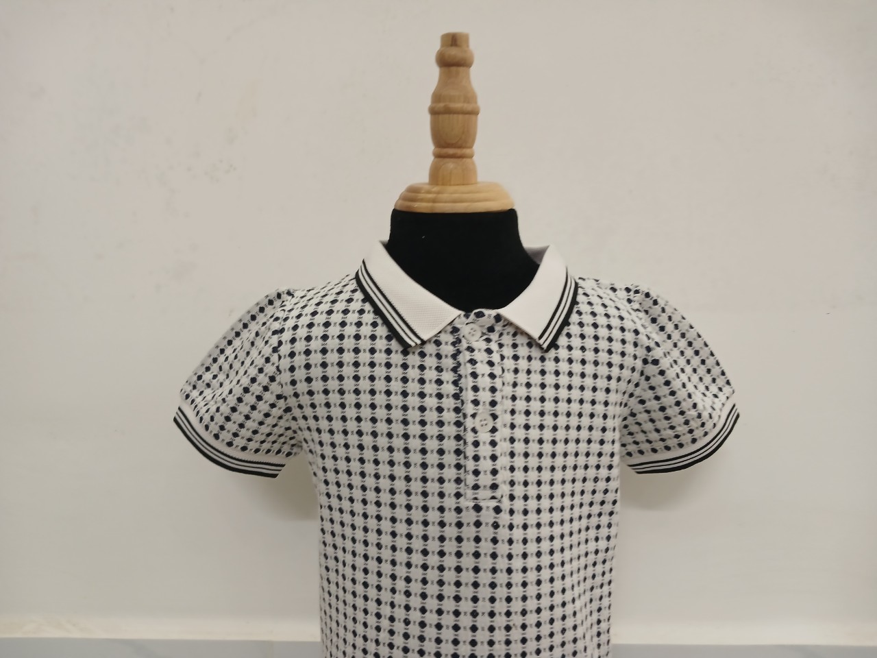 ĐẦM POLO BÉ GÁI KẺ SỌC CARO TRẮNG - ĐEN