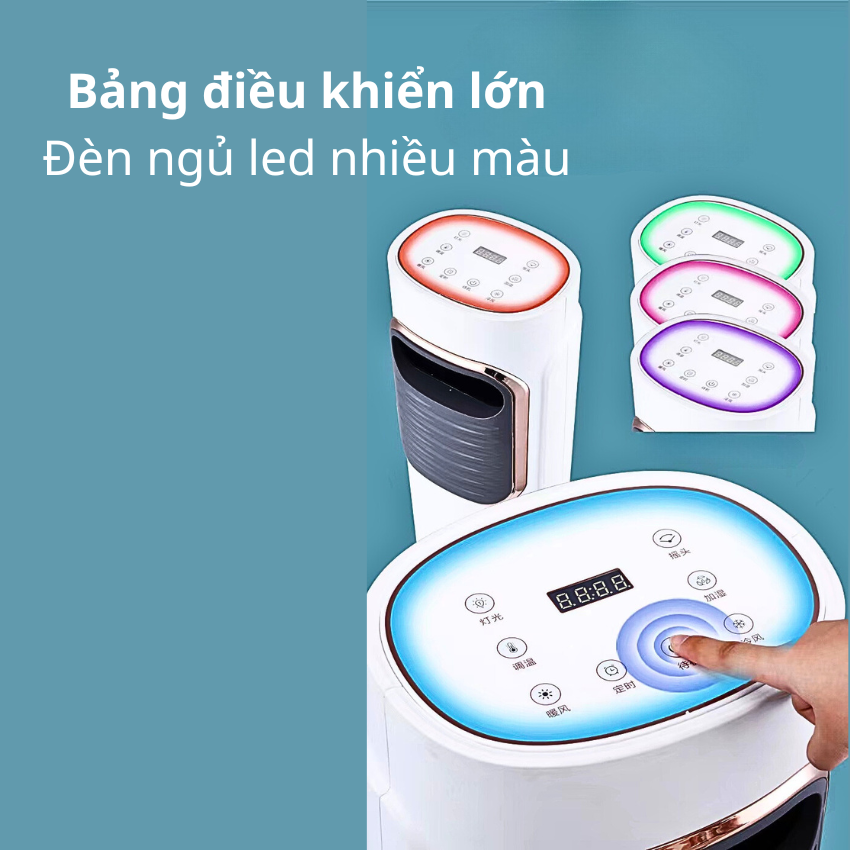 Quạt Điều Hòa Hơi Nước Có Điều Khiển Đèn Led Chuyển Màu, Quạt Phun Sương Tạo Ẩm