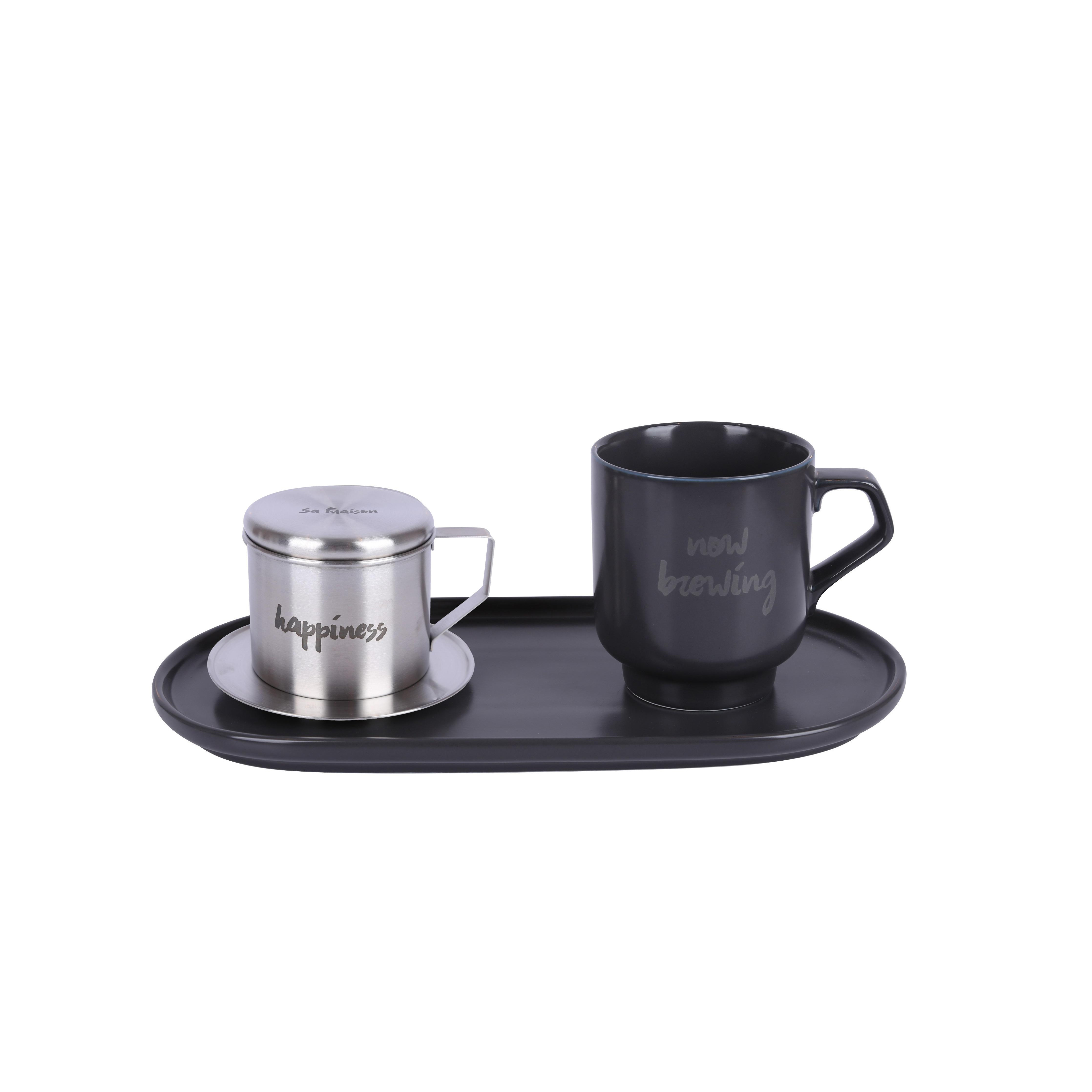 Bộ pha cafe Modern 3 món (phin cafe, cốc và đĩa sứ 24cm) Sa Maison