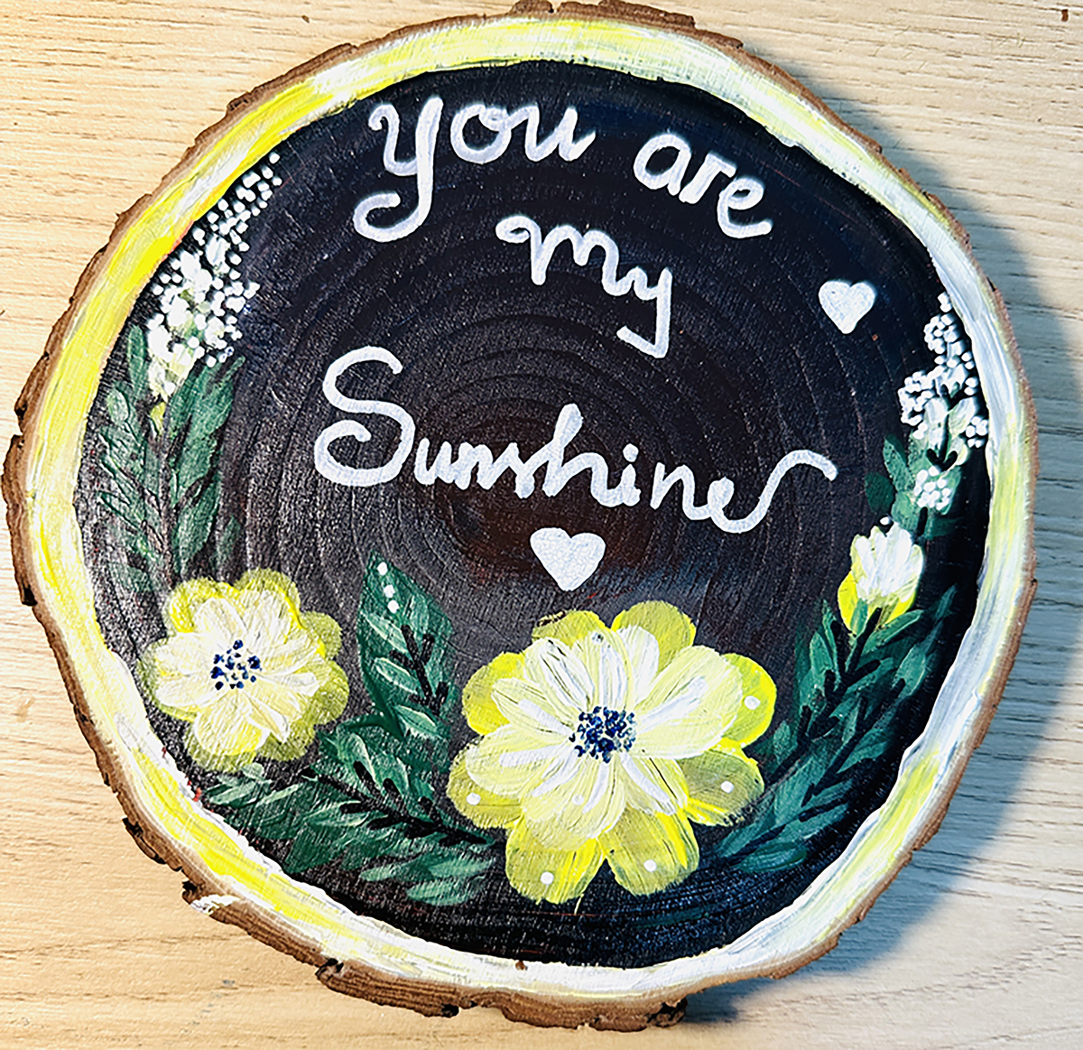 Tranh Vẽ Tay Trên Gỗ Thông You Are My Sunshine – Decor Handmade Độc Bản