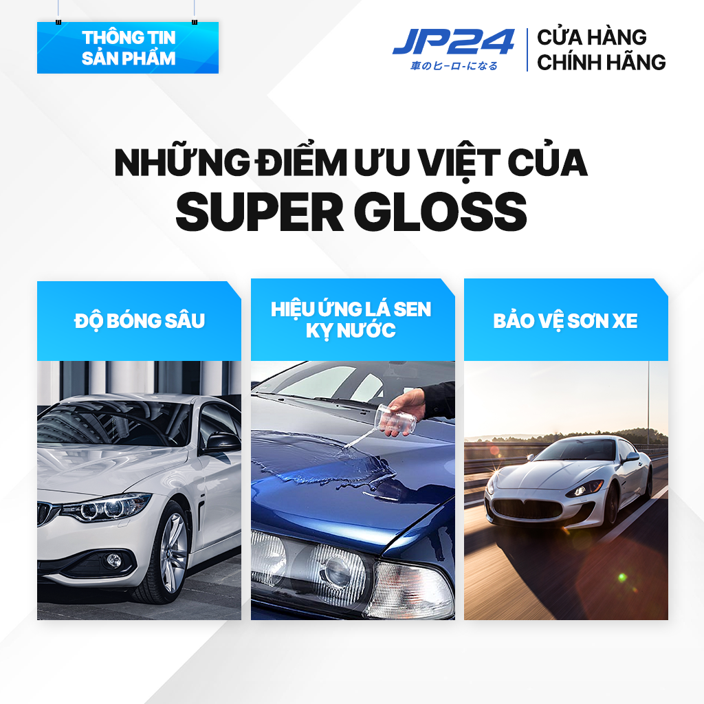 Chai xịt phủ bóng sơn xe ô tô Super Gloss JP24 300ml - Nhật bản