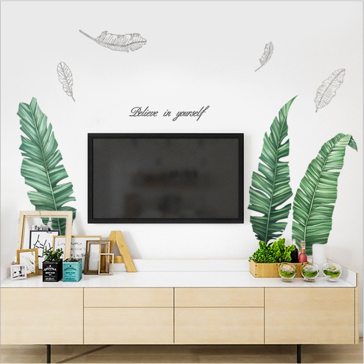 Decal dán tường Hàn Quốc Lá xanh mẫu số 4 trang trí nhà cửa