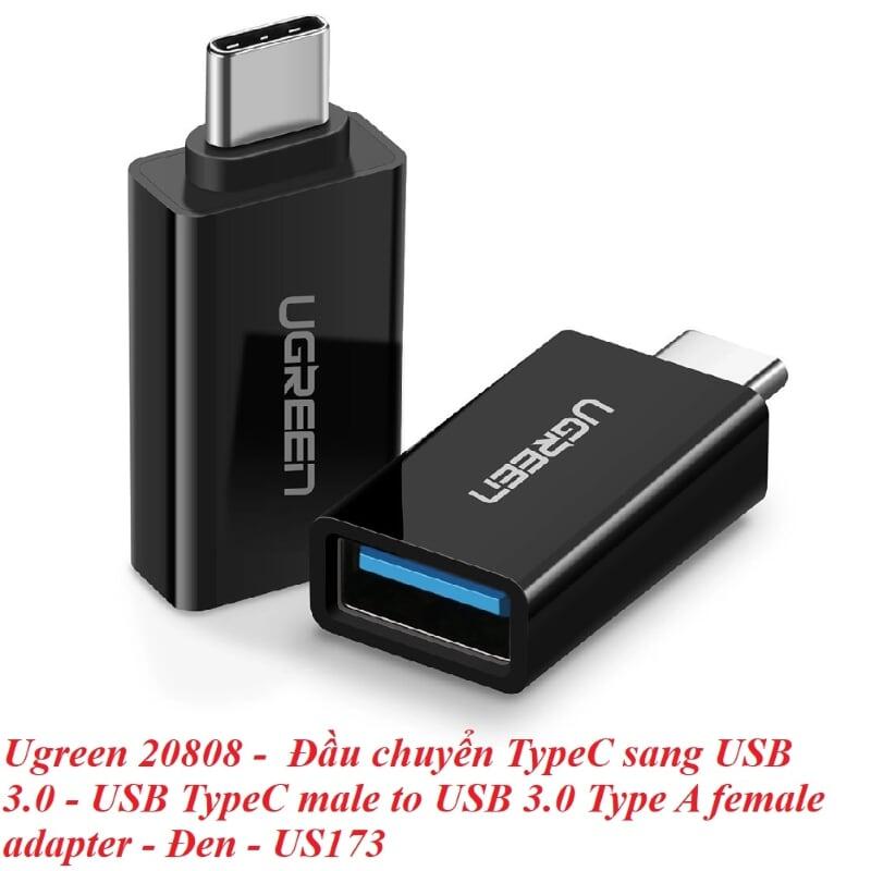 Ugreen UG20808US173TK Màu Đen Đầu chuyển đổi TYPE C sang USB 3.0 vỏ nhựa ABS - HÀNG CHÍNH HÃNG